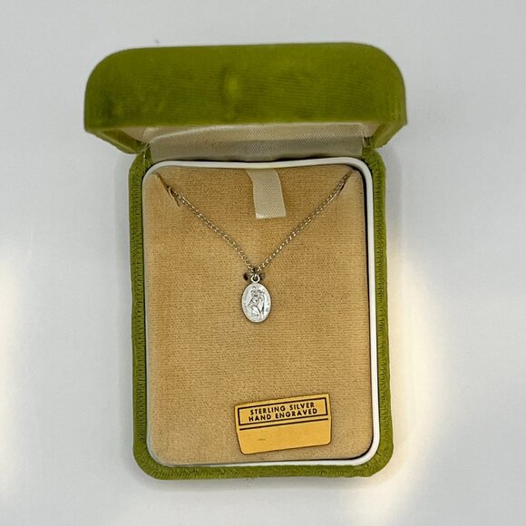 Vintage Shalimar Sterling Silver Saint Christopher Medallion Necklace - Picture 1 of 6